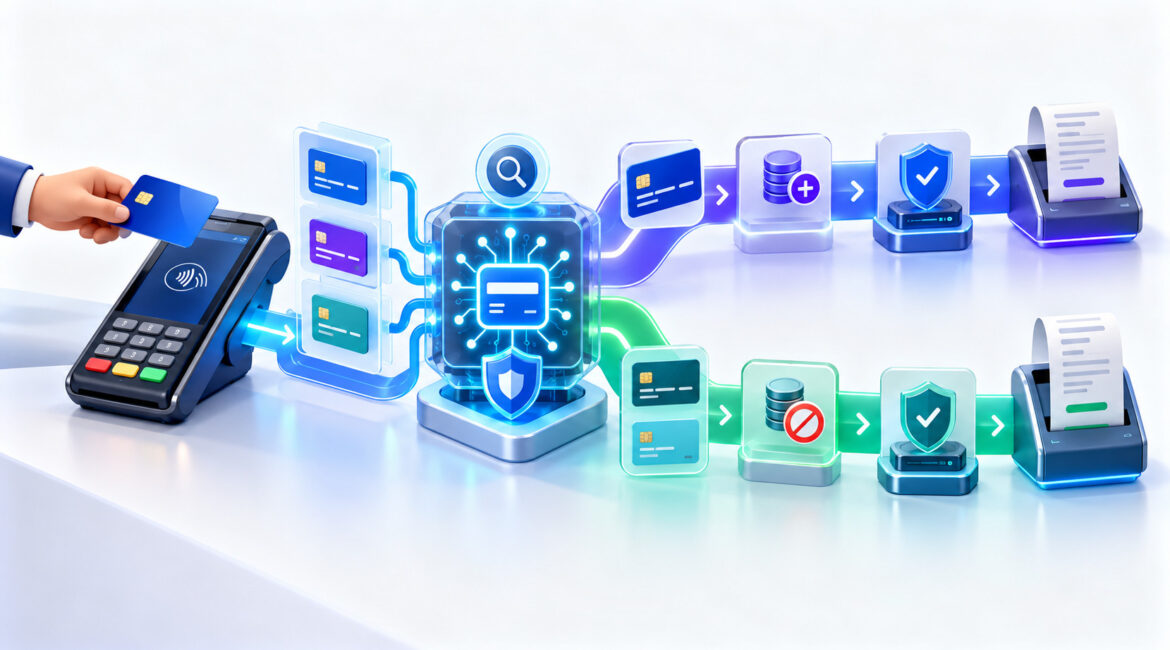 POS decision engine separating credit cards from debit and prepaid for surcharge compliance